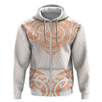 New Zealand Manta Ray Tattoo Zip Hoodie Aotearoa Maori Haehae Orange