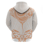 New Zealand Manta Ray Tattoo Zip Hoodie Aotearoa Maori Haehae Orange