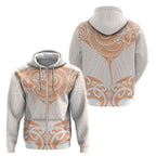 New Zealand Manta Ray Tattoo Zip Hoodie Aotearoa Maori Haehae Orange