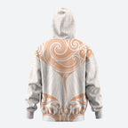 New Zealand Manta Ray Tattoo Zip Hoodie Aotearoa Maori Haehae Orange
