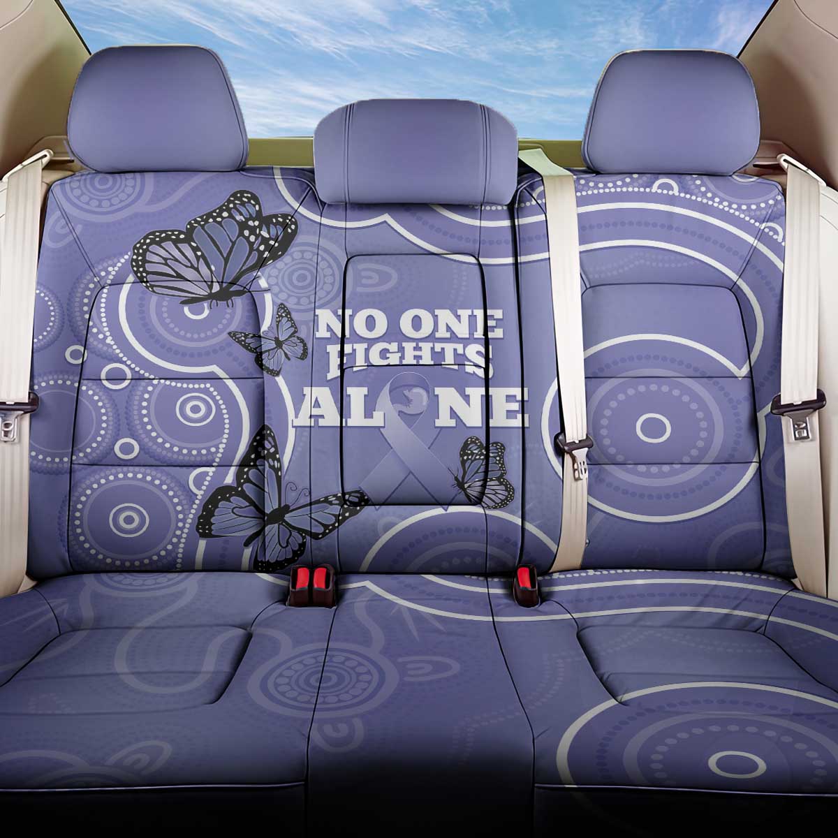Australia Stomach Cancer Awareness Back Car Seat Cover No One Fights Alone Aboriginal Art