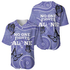 Australia Stomach Cancer Awareness Baseball Jersey No One Fights Alone Aboriginal Art
