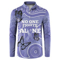 Australia Stomach Cancer Awareness Button Sweatshirt No One Fights Alone Aboriginal Art