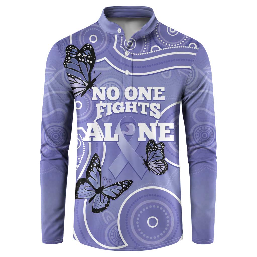 Australia Stomach Cancer Awareness Button Sweatshirt No One Fights Alone Aboriginal Art