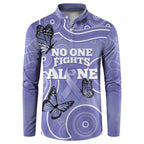 Australia Stomach Cancer Awareness Button Sweatshirt No One Fights Alone Aboriginal Art