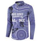 Australia Stomach Cancer Awareness Button Sweatshirt No One Fights Alone Aboriginal Art