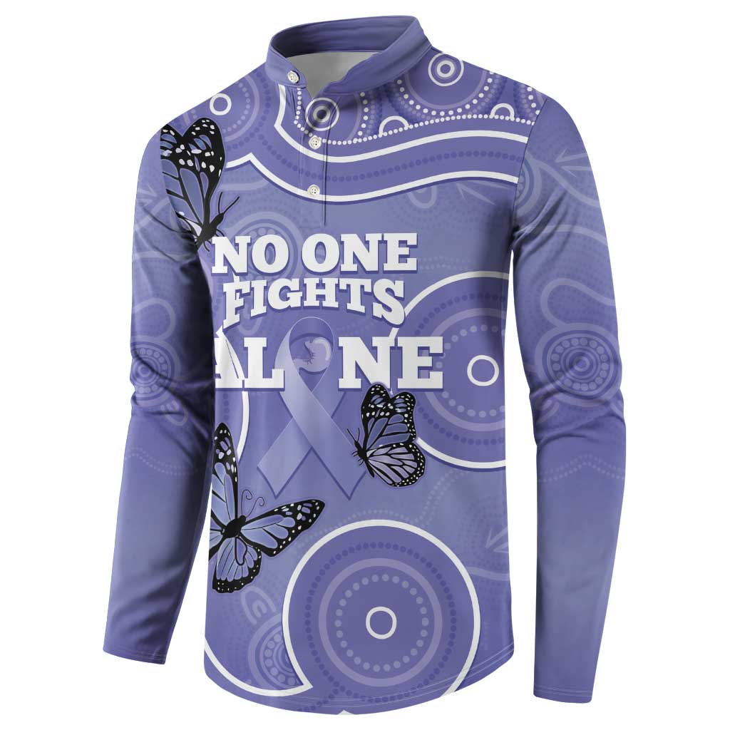 Australia Stomach Cancer Awareness Button Sweatshirt No One Fights Alone Aboriginal Art