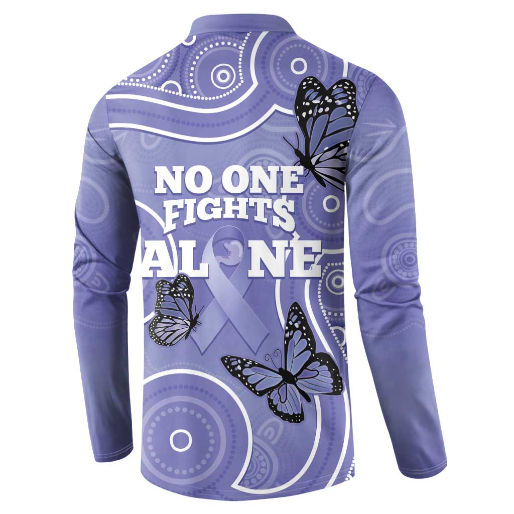 Australia Stomach Cancer Awareness Button Sweatshirt No One Fights Alone Aboriginal Art