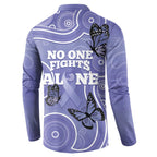 Australia Stomach Cancer Awareness Button Sweatshirt No One Fights Alone Aboriginal Art