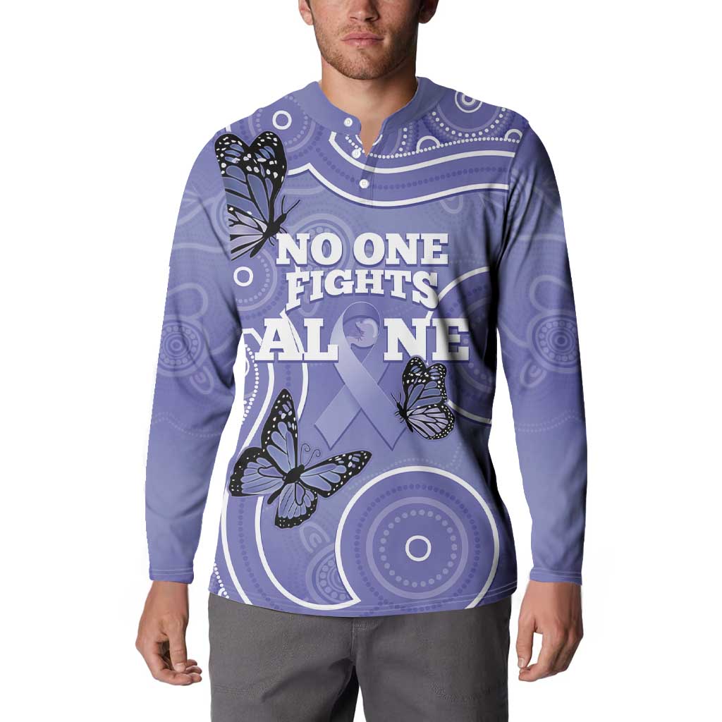 Australia Stomach Cancer Awareness Button Sweatshirt No One Fights Alone Aboriginal Art