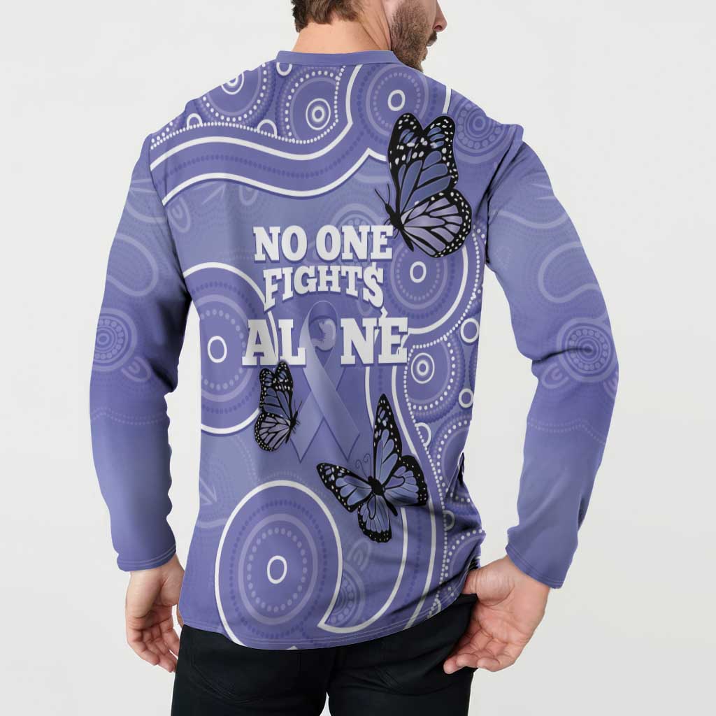 Australia Stomach Cancer Awareness Button Sweatshirt No One Fights Alone Aboriginal Art