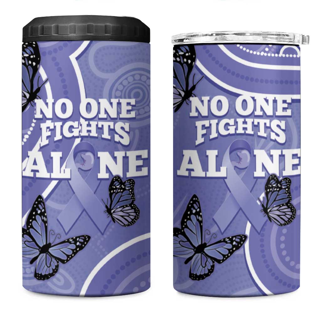 Australia Stomach Cancer Awareness 4 in 1 Can Cooler Tumbler No One Fights Alone Aboriginal Art