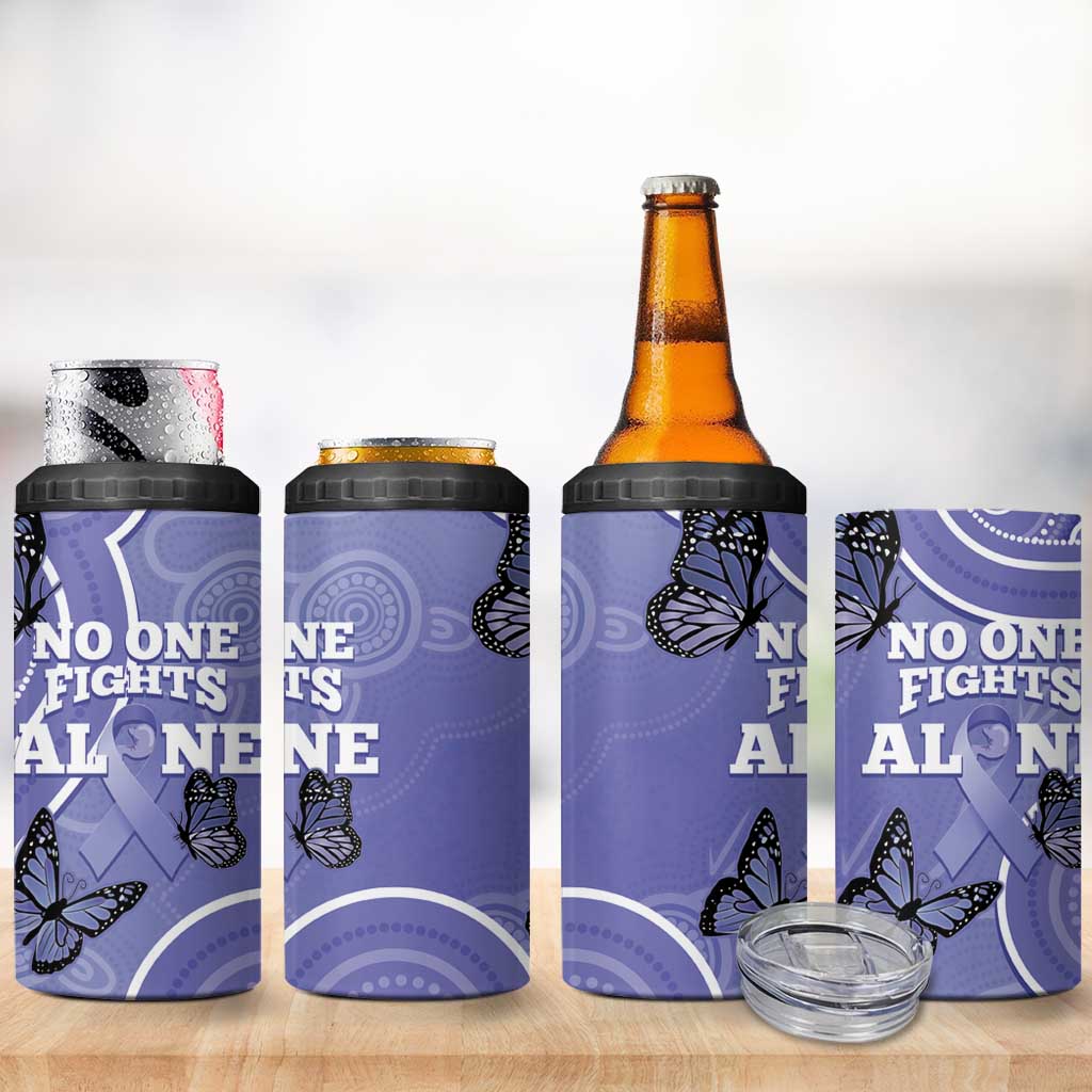 Australia Stomach Cancer Awareness 4 in 1 Can Cooler Tumbler No One Fights Alone Aboriginal Art