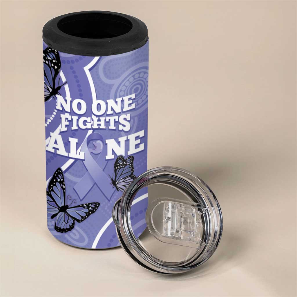 Australia Stomach Cancer Awareness 4 in 1 Can Cooler Tumbler No One Fights Alone Aboriginal Art