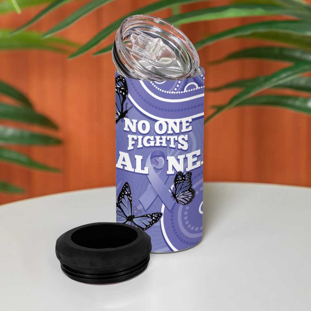 Australia Stomach Cancer Awareness 4 in 1 Can Cooler Tumbler No One Fights Alone Aboriginal Art