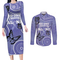 Australia Stomach Cancer Awareness Couples Matching Long Sleeve Bodycon Dress and Long Sleeve Button Shirt No One Fights Alone Aboriginal Art