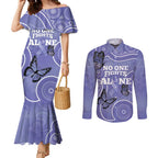 Australia Stomach Cancer Awareness Couples Matching Mermaid Dress and Long Sleeve Button Shirt No One Fights Alone Aboriginal Art