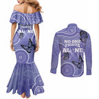 Australia Stomach Cancer Awareness Couples Matching Mermaid Dress and Long Sleeve Button Shirt No One Fights Alone Aboriginal Art
