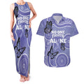 Australia Stomach Cancer Awareness Couples Matching Tank Maxi Dress and Hawaiian Shirt No One Fights Alone Aboriginal Art