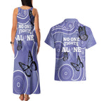 Australia Stomach Cancer Awareness Couples Matching Tank Maxi Dress and Hawaiian Shirt No One Fights Alone Aboriginal Art