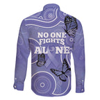 Australia Stomach Cancer Awareness Family Matching Mermaid Dress and Hawaiian Shirt No One Fights Alone Aboriginal Art