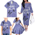Australia Stomach Cancer Awareness Family Matching Off The Shoulder Long Sleeve Dress and Hawaiian Shirt No One Fights Alone Aboriginal Art