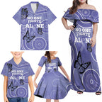 Australia Stomach Cancer Awareness Family Matching Off Shoulder Maxi Dress and Hawaiian Shirt No One Fights Alone Aboriginal Art