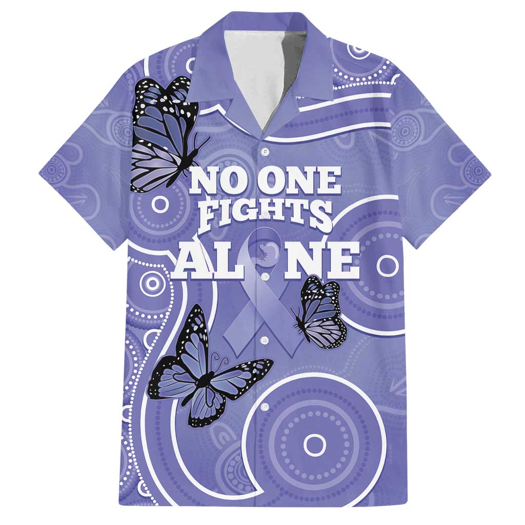 Australia Stomach Cancer Awareness Family Matching Off Shoulder Maxi Dress and Hawaiian Shirt No One Fights Alone Aboriginal Art