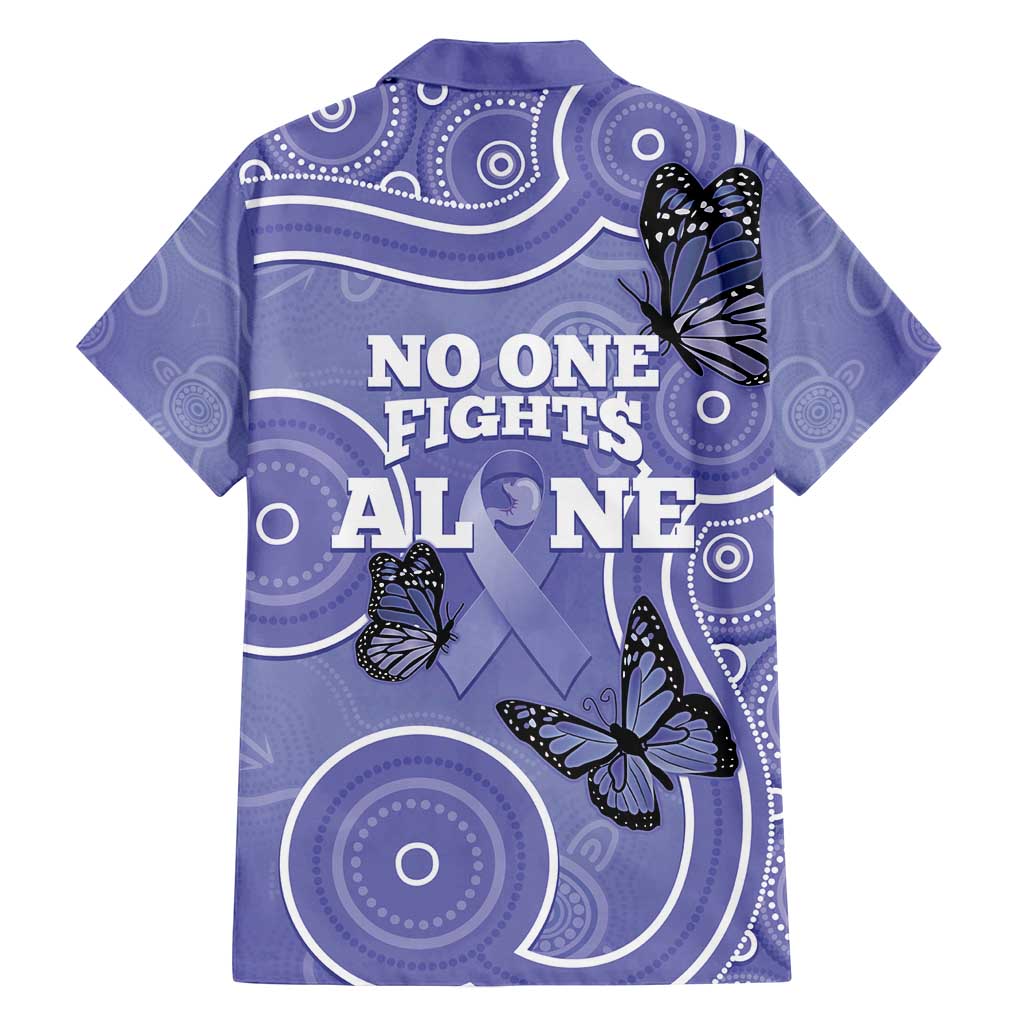 Australia Stomach Cancer Awareness Family Matching Off Shoulder Maxi Dress and Hawaiian Shirt No One Fights Alone Aboriginal Art