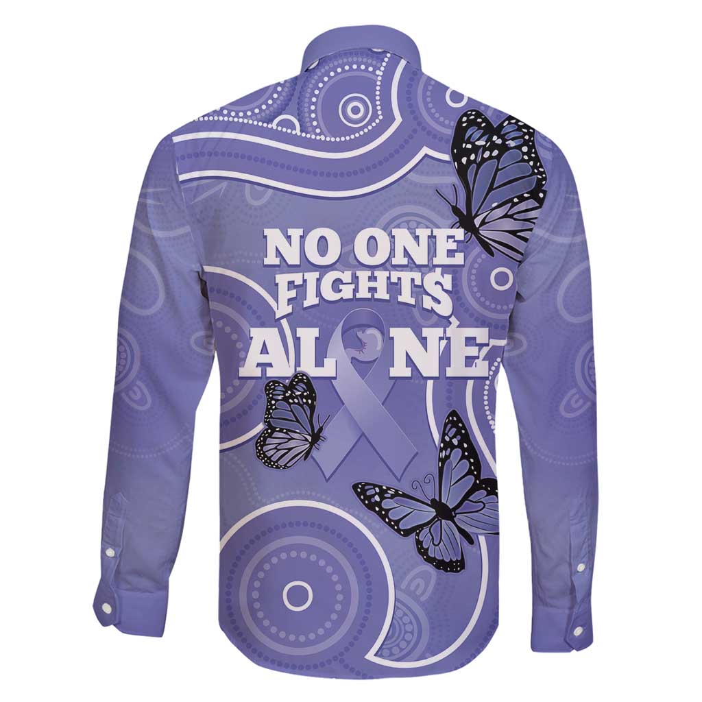 Australia Stomach Cancer Awareness Family Matching Off Shoulder Maxi Dress and Hawaiian Shirt No One Fights Alone Aboriginal Art