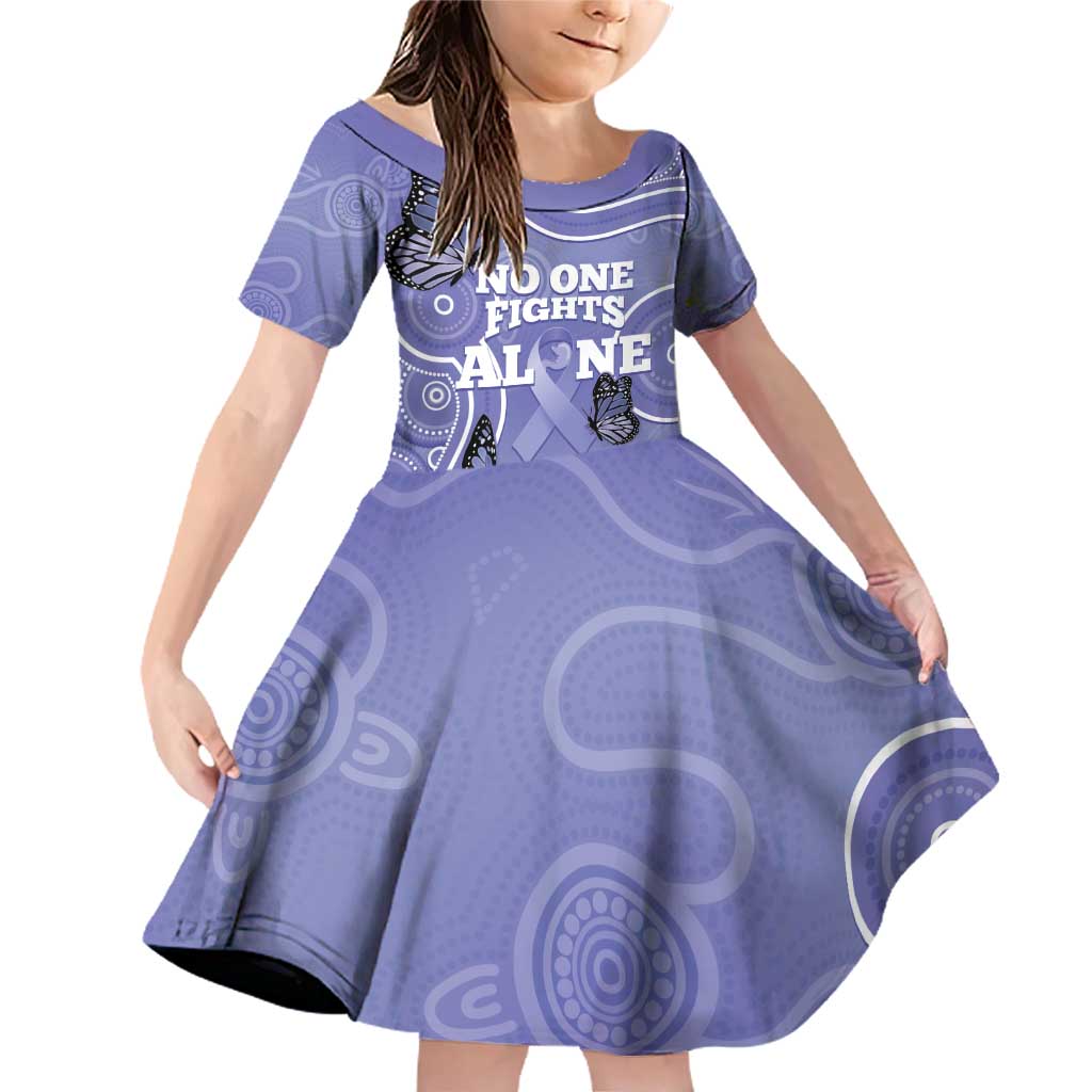 Australia Stomach Cancer Awareness Family Matching Off Shoulder Short Dress and Hawaiian Shirt No One Fights Alone Aboriginal Art