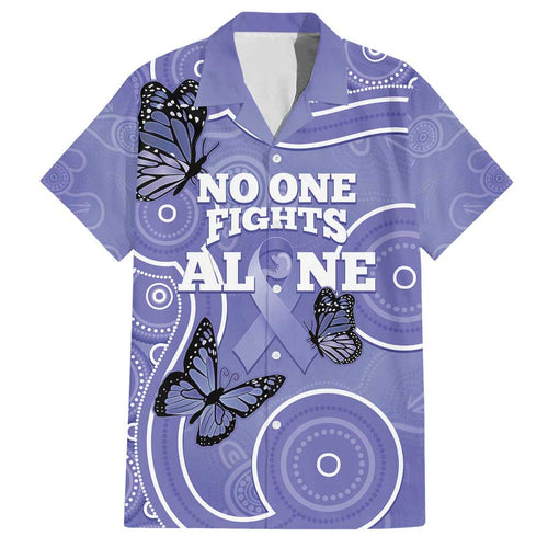 Australia Stomach Cancer Awareness Family Matching Off Shoulder Short Dress and Hawaiian Shirt No One Fights Alone Aboriginal Art
