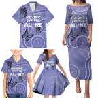 Australia Stomach Cancer Awareness Family Matching Puletasi and Hawaiian Shirt No One Fights Alone Aboriginal Art