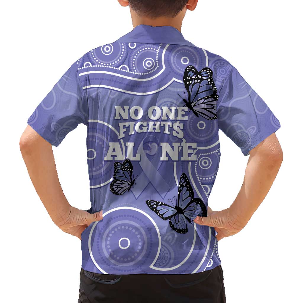 Australia Stomach Cancer Awareness Family Matching Short Sleeve Bodycon Dress and Hawaiian Shirt No One Fights Alone Aboriginal Art