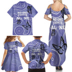 Australia Stomach Cancer Awareness Family Matching Summer Maxi Dress and Hawaiian Shirt No One Fights Alone Aboriginal Art