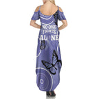Australia Stomach Cancer Awareness Family Matching Summer Maxi Dress and Hawaiian Shirt No One Fights Alone Aboriginal Art
