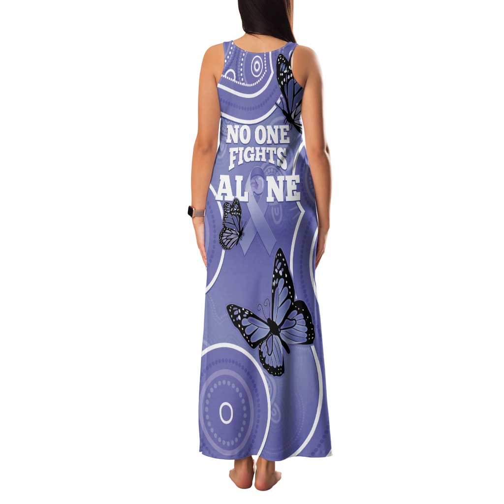 Australia Stomach Cancer Awareness Family Matching Tank Maxi Dress and Hawaiian Shirt No One Fights Alone Aboriginal Art