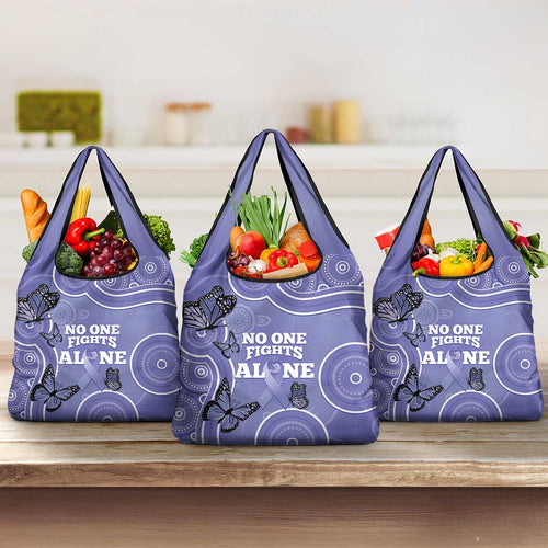 Australia Stomach Cancer Awareness Grocery Bag No One Fights Alone Aboriginal Art