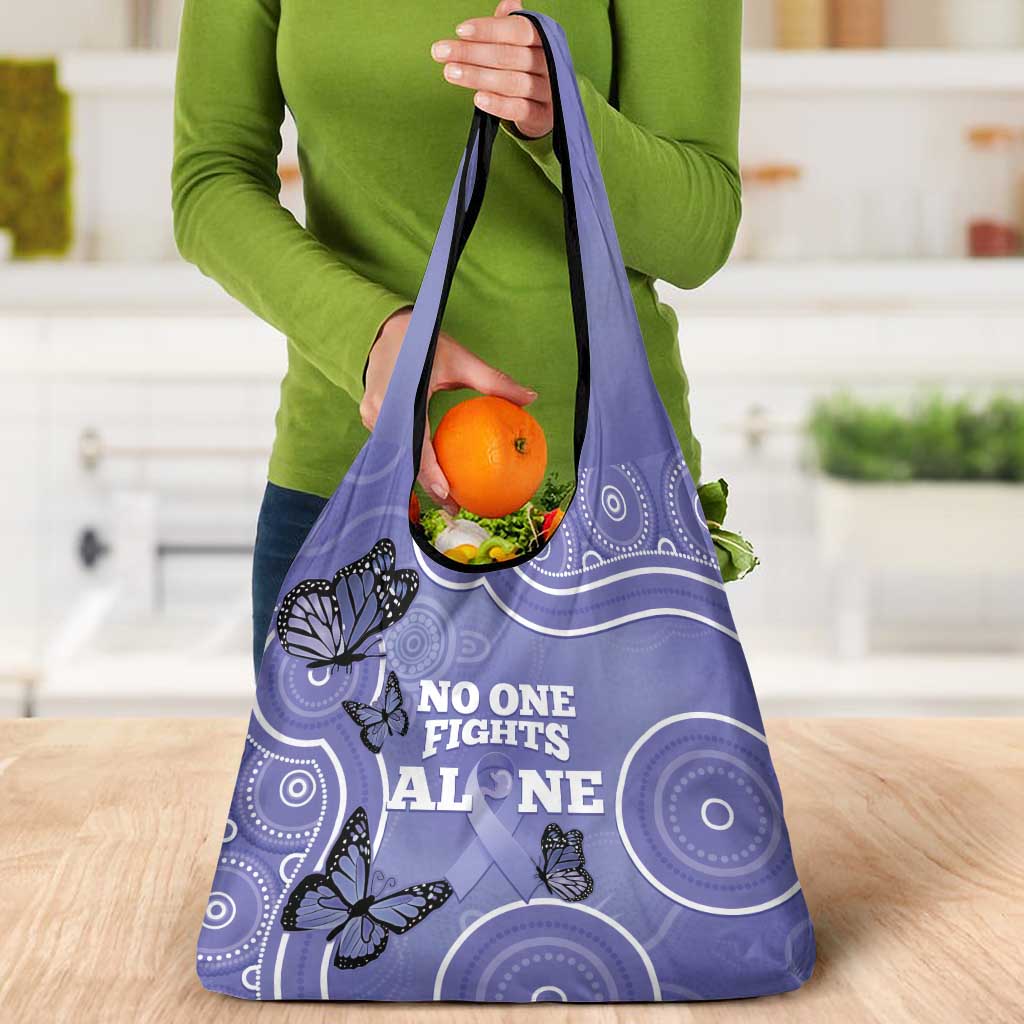 Australia Stomach Cancer Awareness Grocery Bag No One Fights Alone Aboriginal Art