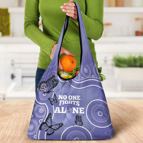 Australia Stomach Cancer Awareness Grocery Bag No One Fights Alone Aboriginal Art