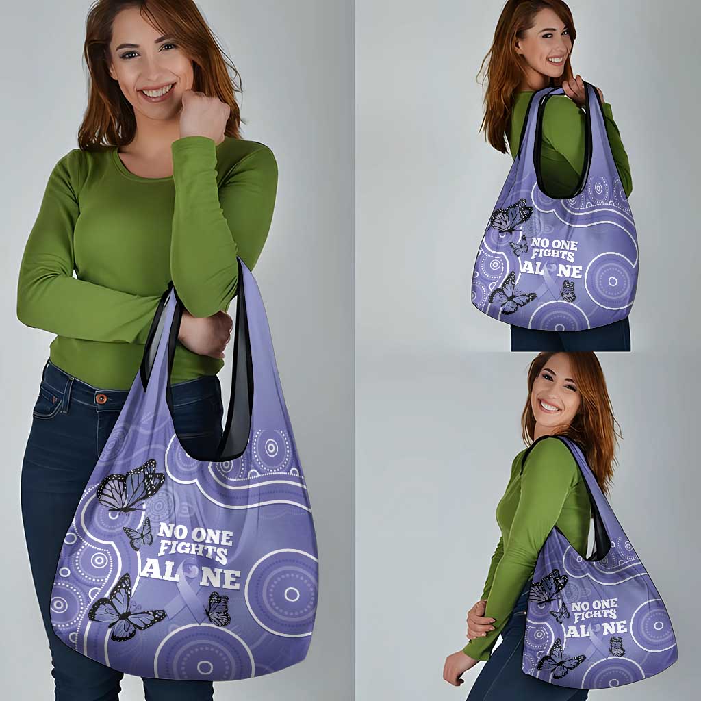Australia Stomach Cancer Awareness Grocery Bag No One Fights Alone Aboriginal Art