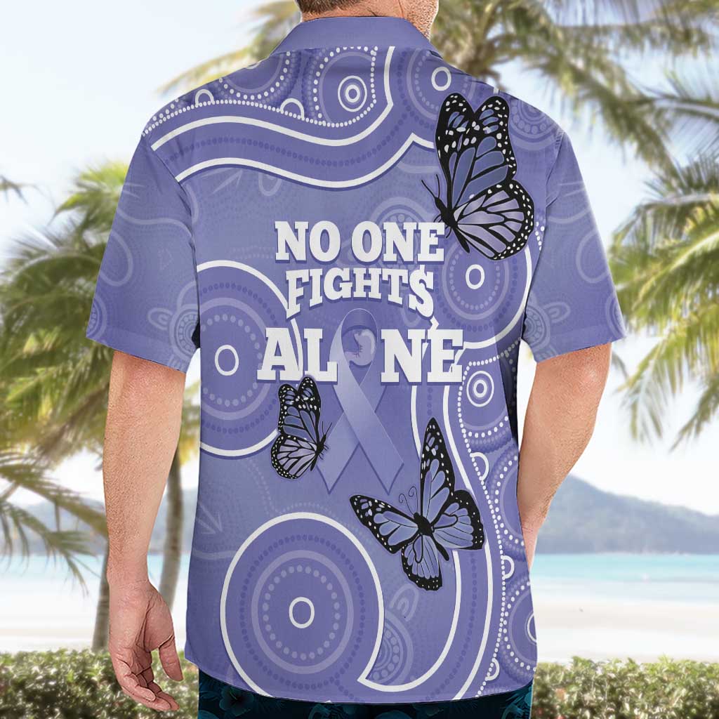 Australia Stomach Cancer Awareness Hawaiian Shirt No One Fights Alone Aboriginal Art