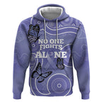 Australia Stomach Cancer Awareness Hoodie No One Fights Alone Aboriginal Art