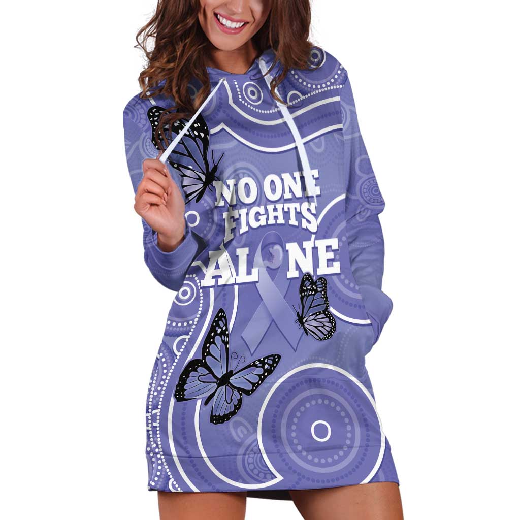 Australia Stomach Cancer Awareness Hoodie Dress No One Fights Alone Aboriginal Art