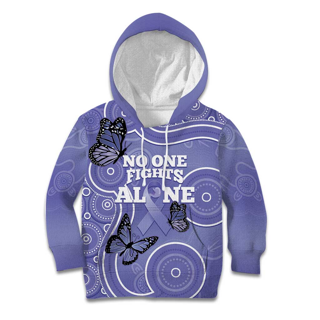 Australia Stomach Cancer Awareness Kid Hoodie No One Fights Alone Aboriginal Art