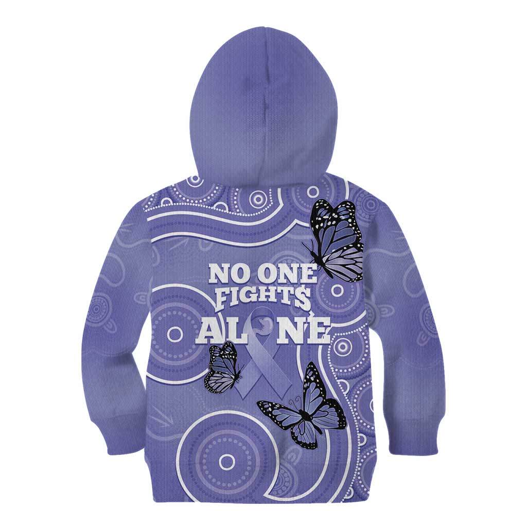 Australia Stomach Cancer Awareness Kid Hoodie No One Fights Alone Aboriginal Art