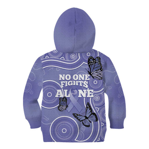 Australia Stomach Cancer Awareness Kid Hoodie No One Fights Alone Aboriginal Art