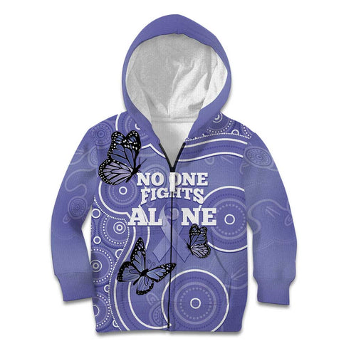 Australia Stomach Cancer Awareness Kid Hoodie No One Fights Alone Aboriginal Art