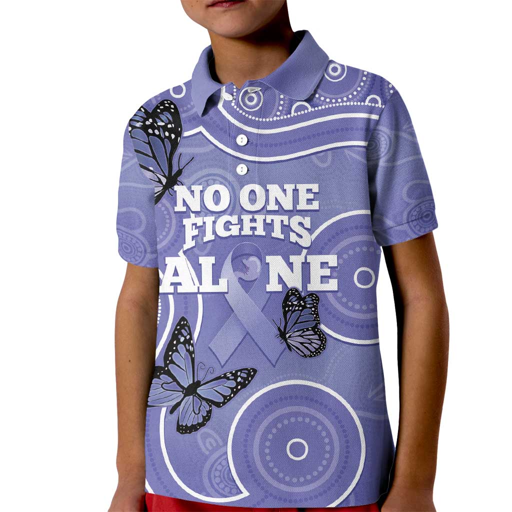 Australia Stomach Cancer Awareness Kid Polo Shirt No One Fights Alone Aboriginal Art