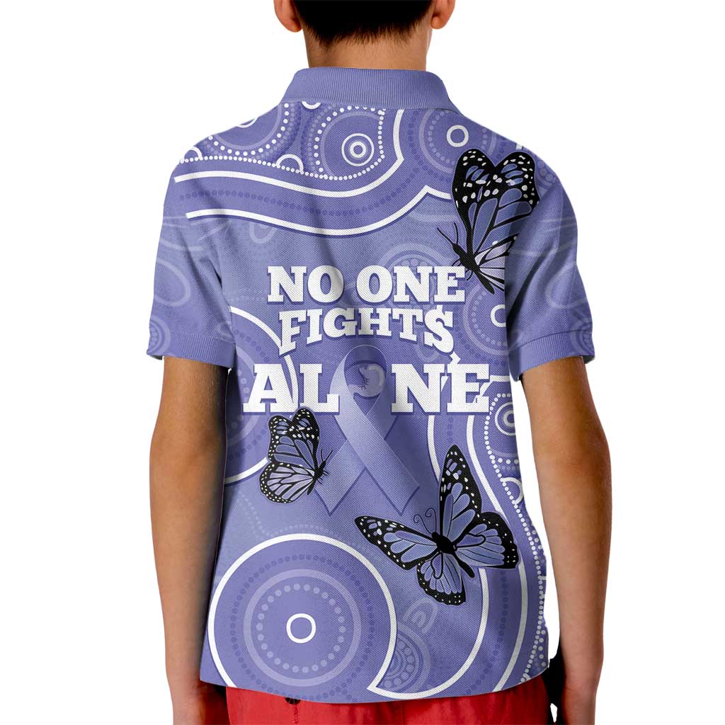 Australia Stomach Cancer Awareness Kid Polo Shirt No One Fights Alone Aboriginal Art